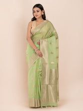 KAVVYA  MINT GREEN BANARASI SILK SAREE